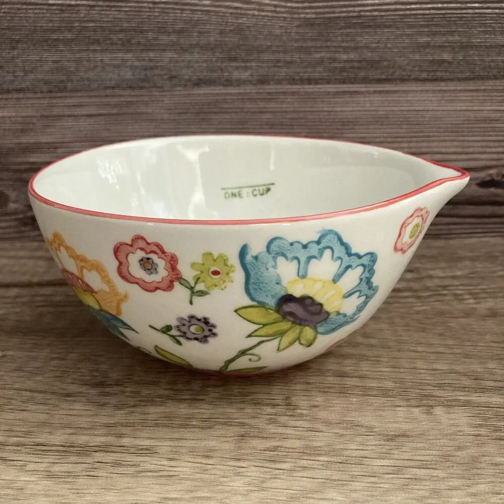Pier 1 Floral Measuring Cups Hand Painted Cottagecore Boho Nesting